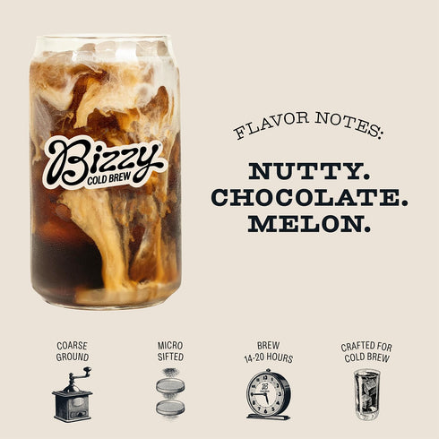 100% 1 LB Bizzy Cold Brew Coffee | Decaf Blend | Water Process | Coarse Ground Coffee | Micro Sifted | Specialty Grade
