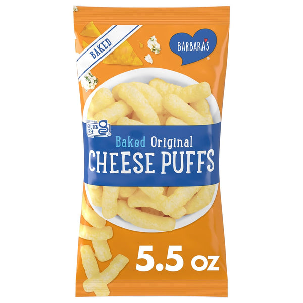 Barbara's Baked Original Cheese Puffs, Cheese Puff Kids Snack Made With Real