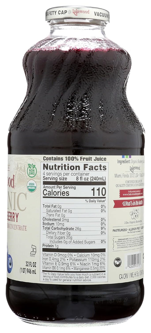 32 LAKEWOOD Organic Pure Juice, Blueberry, FZ