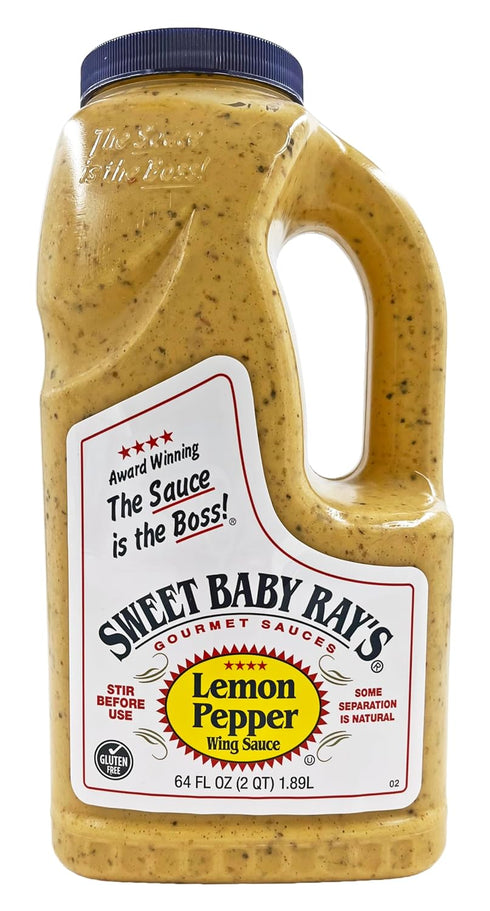 64 oz Sweet Baby Ray's Award Winning Sauce | Lemon Pepper Flavor | Bottle | Kosher | Gluten Free | Made in the USA