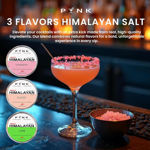 Rimmer (SET 3) Rimmer 4oz. PYNK Margarita salt Cocktail of Spicy Bloody Mary, Strawberry and Sugar, SPICY Natural Drink