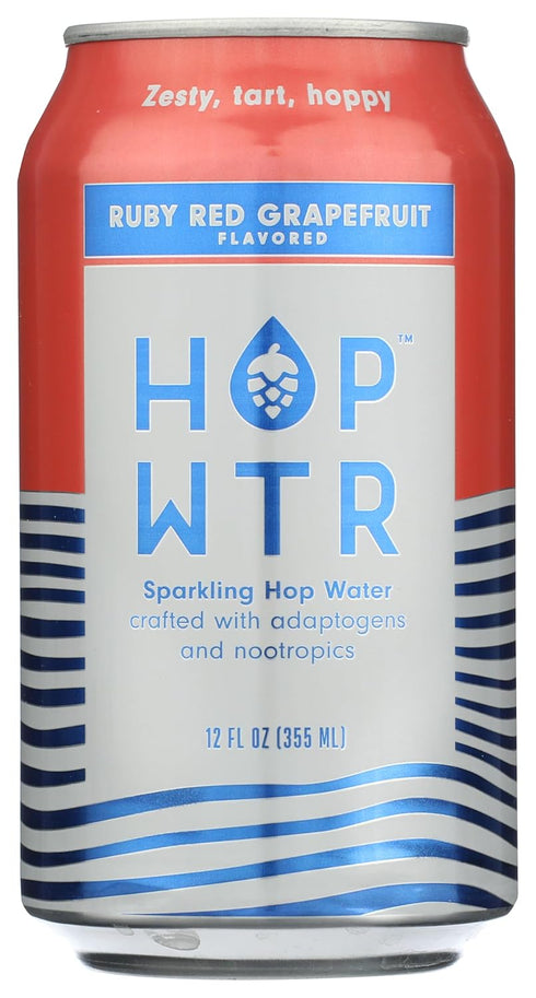 HOP WTR Sparkling Hop Water, Ruby Red Grapefruit 12 Pack, Sugar Free,