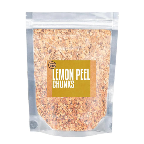 3.5 oz Essential Spice Lemon Peel Chunks, Tin Zesty, Bright & Aromatic Citrus Flavor Perfect for Baking, Tea, Cocktails