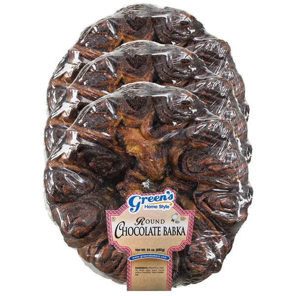 Green's Bakery Round Chocolate Babka Cake, 3 Pack 24 oz. Fresh and