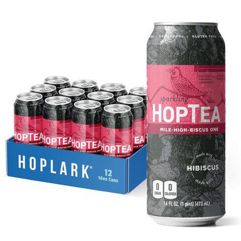 HOPLARK Sparkling HopTea THE MILE HIGH-BISCUS ONE, 16fl oz Tall Cans (Pack