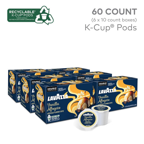 60-Count (6 Packs 10) Lavazza Vanilla Affogato Coffee, Single Serve Keurig K-Cup Pods, Flavored Coffee, Box