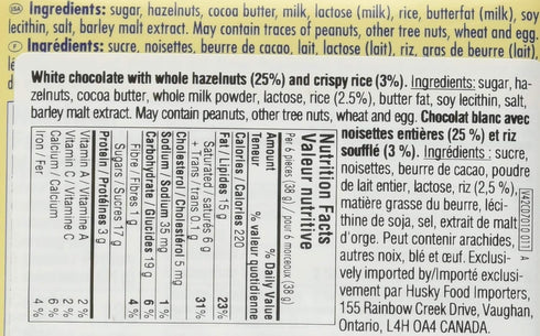 10 Count Ritter Sport Chocolate Bar, White Chocolate, Whole Hazelnuts