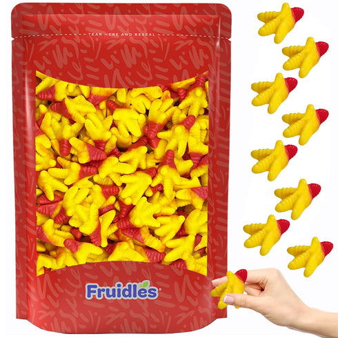 Fruidles Chicken Gummi Feet Candy, Delicious Peach Fruit Flavors Gummies (Half-Pound)