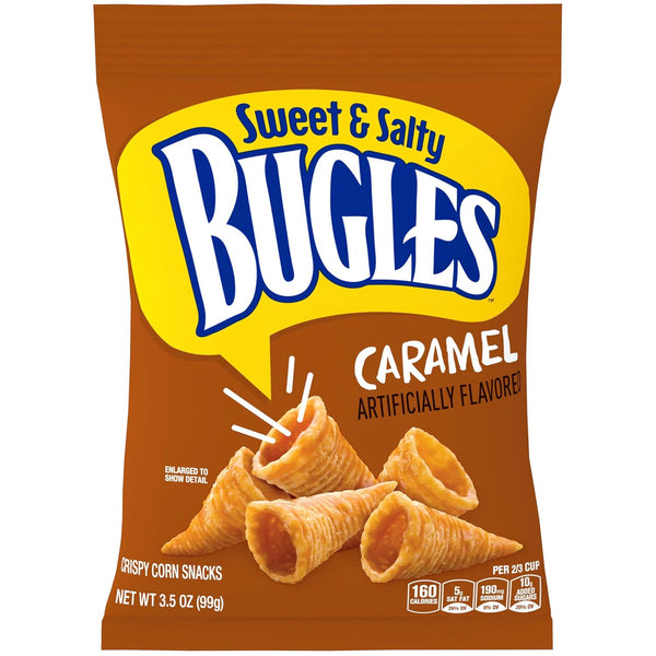 Bugles Corn Snacks, Caramel, 3.5 Oz (Pack of 7)