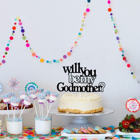 LHCING Will be my Godmother Birthday Cake Topper - New Godmother Announcement Party Cake Topper - Godparents Proposal