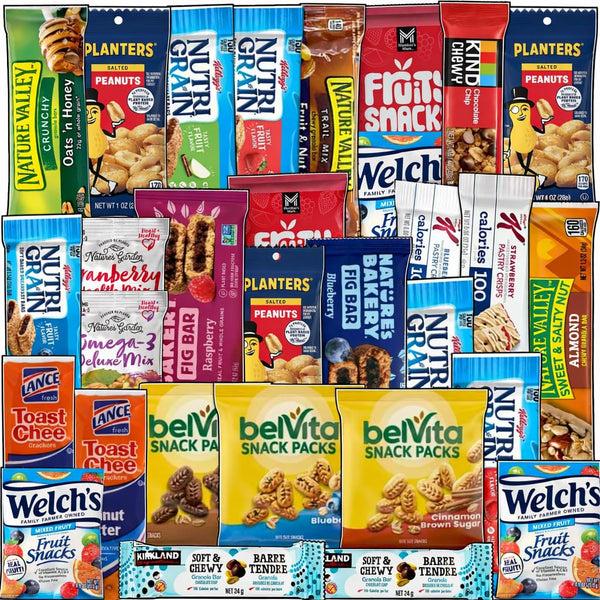 Snack Variety Box for Adults and Kids - Assortment of Granola Bars,