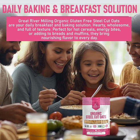 5 Lb Great River Milling Organic Steel Cut Oats | Whole Grain, Non-GMO, Kosher | Hearty Healthy | Rich Texture & Flavor