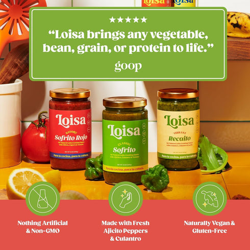 Pack) Loisa Sofrito Cooking Sauce, Non-GMO, No-MSG, No Preservatives, No Artificial Coloring, No Artificial Flavors