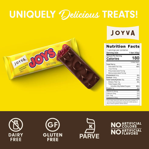 1.5 Oz (42.5g) 36 Joyva Jell Joys | Dark Chocolate-Covered Raspberry Jelly | A Delicious Candy Bar | Vegan