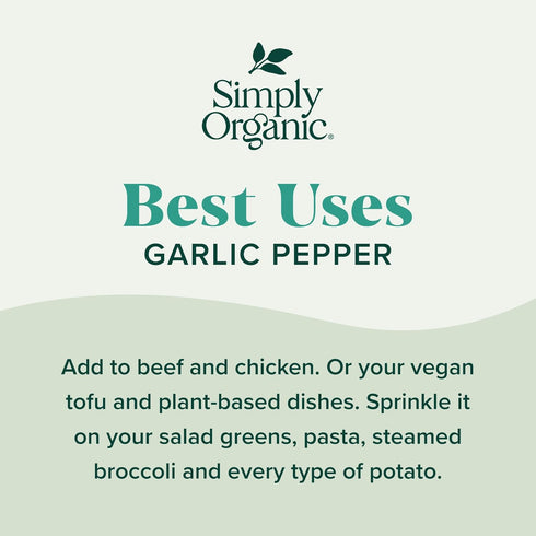 3.73 (Pack 4) Simply Organic Garlic Pepper, Ounce Jar, Blended with Pepper Sea Salt and Onion for Robust Flavor to any