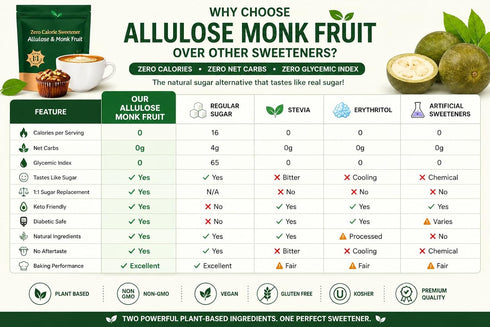 Generic 28oz 1:1 Allulose Monk Fruit Sweetener - Zero Calorie Sugar Substitute Replacement - Keto Diabetic Friendly Low