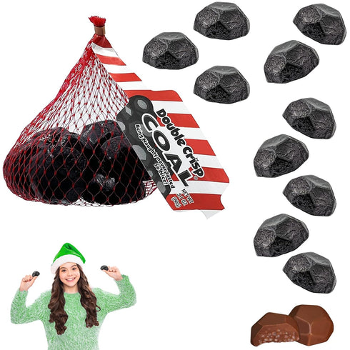 Christmas Coal Milk Chocolate Snack in Mesh Bag Candy, Holiday Treats, Individually