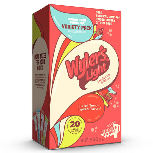 Wylers Light Singles To Go Water Drink Mix, Soda-Inspired Flavor Pack, 20