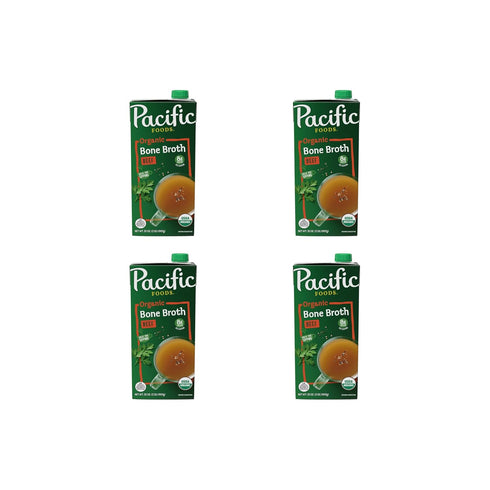 Pacific Foods Organic Beef Bone Broth, 32 oz Carton (Pack of 4)
