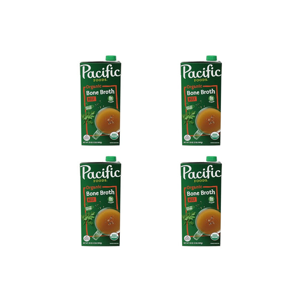 Pacific Foods Organic Beef Bone Broth, 32 oz Carton (Pack of 4)