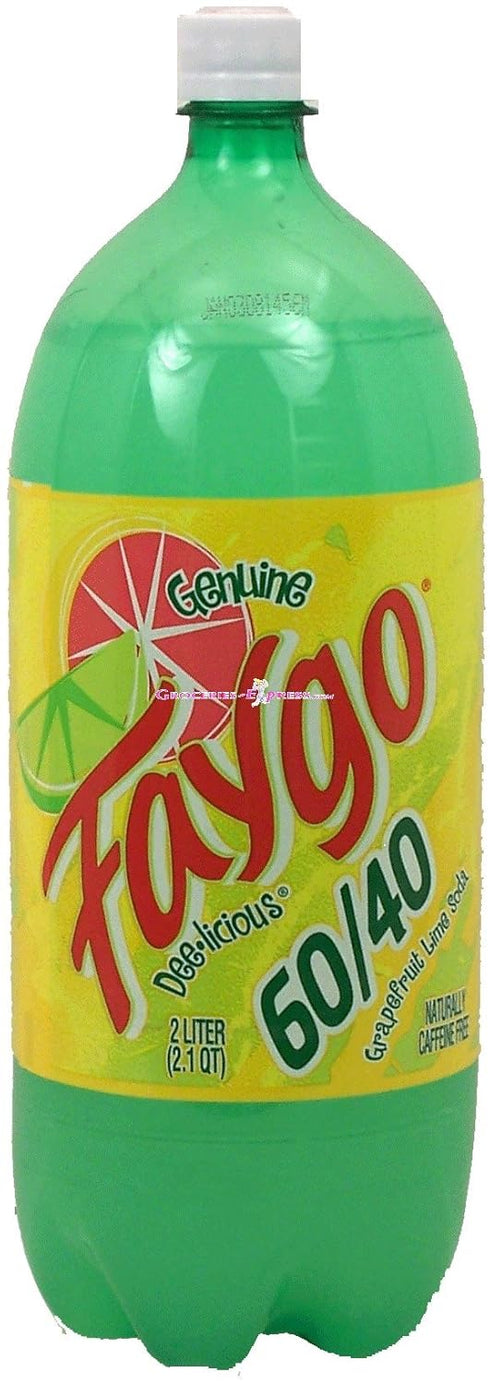 Faygo 60/40 grapefruit lime citrus soda pop, 2-liter plastic bottle
