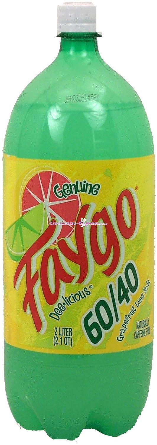 Faygo 60/40 grapefruit lime citrus soda pop, 2-liter plastic bottle