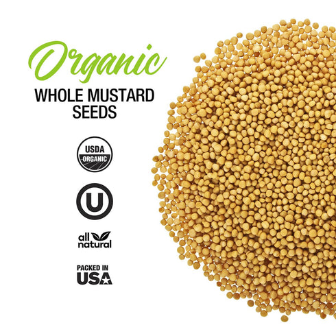 2.6 oz The Spice Lab Organic Whole Yellow Mustard Seeds- Gluten Free Mustard Seed for Meat Dishes, Spice Rubs & Indian