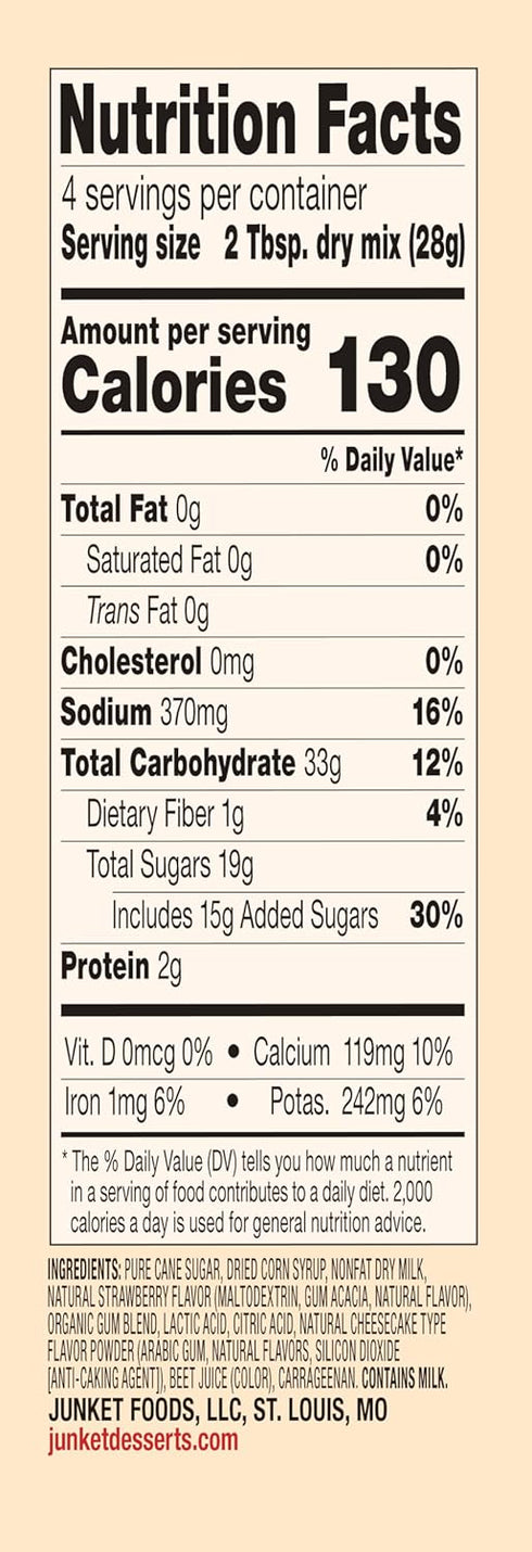 4 1 Frozen (Pack 6) Junket Gelato Mix: Strawberry Cheesecake Homemade Gelato Ice Cream Mix for Ice Cream Maker or Stir