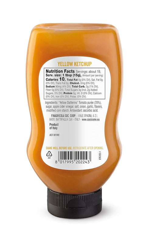 9.88 oz (280 Cosi Come - Italian Yellow Tomatoes Ketchup, gr), No preservatives, No Artificial Flavors, Non GMO