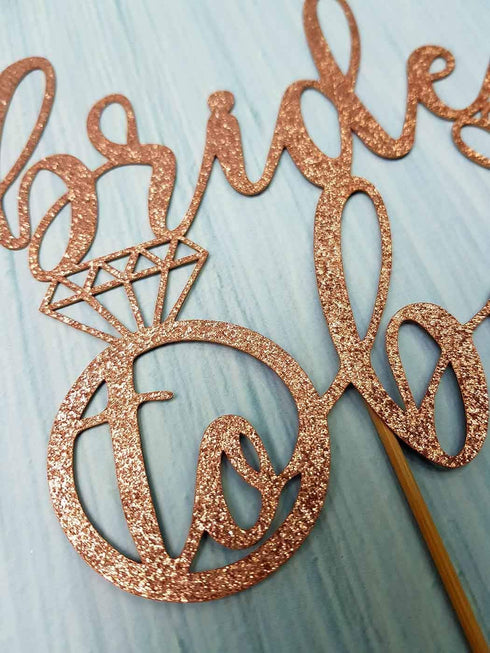 Bride to Be Cake Topper for Bridal Shower/Wedding Shower/Engagement Decorations - Double-sided Rose Gold Glitter