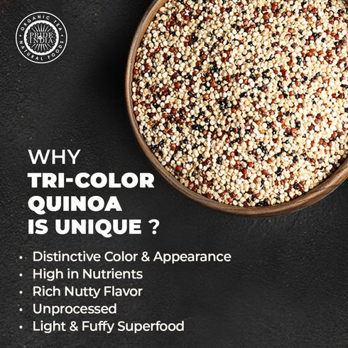 100% 1.5 lbs (24oz) Pride Of India - Natural Three Color Quinoa - Royal Bolivian Superior Grade Protein Rich Whole