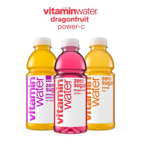 20 oz (Pack 12) vitaminwater zero sugar power-c, electrolyte enhanced water w/vitamins, dragonfruit drinks, fl