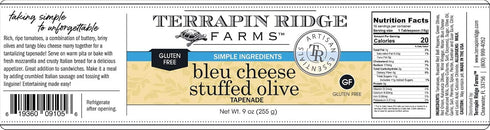 9 Terrapin Ridge Farms Bleu Cheese Stuffed Olive Tapenade One Ounce Jar