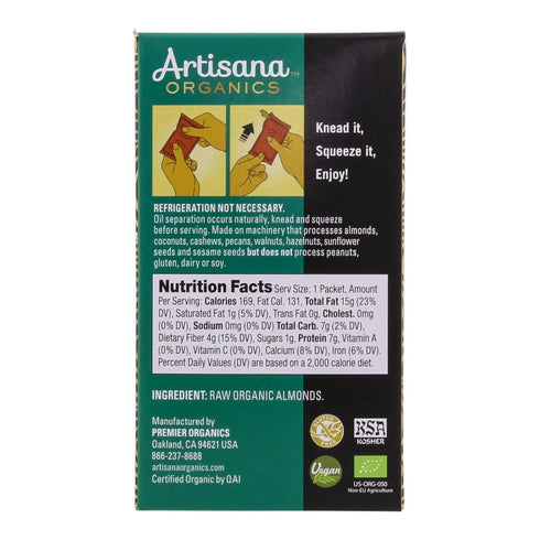 Packs (10 Pack) 1.06oz Artisana Organics Raw Almond Butter Snack | No Sugar Added, No Palm Oil, Vegan, Paleo, and Keto
