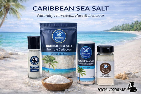 100% 16 oz (1 lb) Gourmet Caribbean Sea Salt, Extra Coarse Crystals for Grinder Refill, Clean Natural Rock Sea Salt