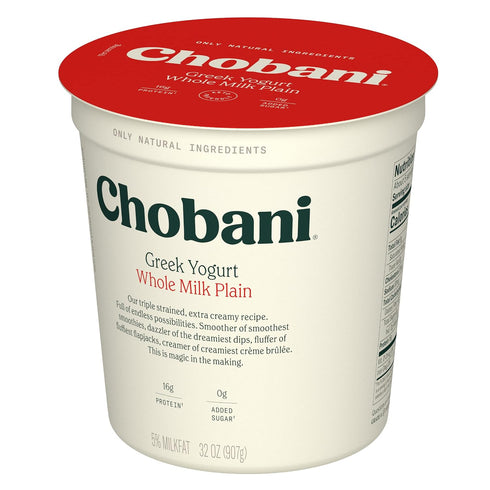 32oz Chobani Whole Milk Plain Greek Yogurt