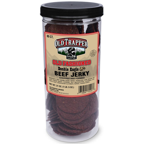 Old Trapper Double Eagle Beef Jerky, Old-Fashioned Flavor, 21oz. 80-Piece Jar, Natural