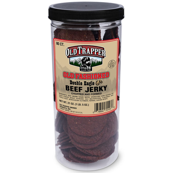 Old Trapper Double Eagle Beef Jerky, Old-Fashioned Flavor, 21oz. 80-Piece Jar, Natural