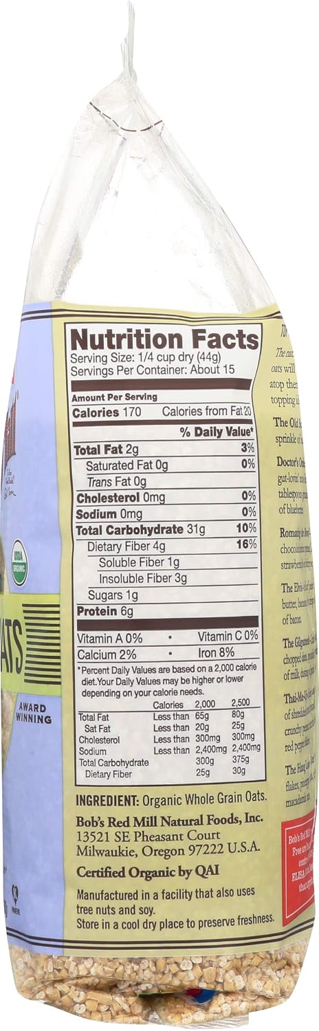 24 Bob's Red Mill Gluten Free Organic Steel Cut Oats, Ounce