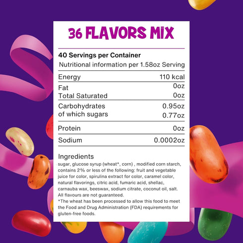 42.5 Oz 36 The Jelly Bean Planet, Gourmet Jelly Beans Bulk Jar - Natural Fruit Flavors, Kosher Candy, Plant Based