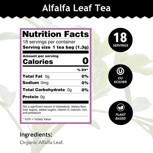 Alfalfa Leaf Tea Buddha Teas - Herbal Tea for Health & Wellbeing - 18 Tea Bags (Pack of 1)