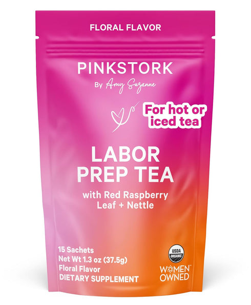 Pink Stork Organic Labor Prep Tea - Red Raspberry Leaf with Chamomile, Pregnancy Must Haves, 15 Sachets