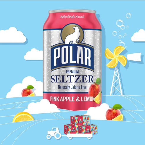 POLAR 12 oz 12 pack Seltzer Water, Pink Apple & Lemon, fl cans