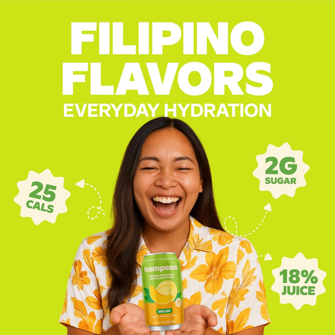 Melon-12oz Pack 6) Kampeon Filipino inspire sparkling water, Can | Flavored Sparkling Water with Vitamin C, Magnesium