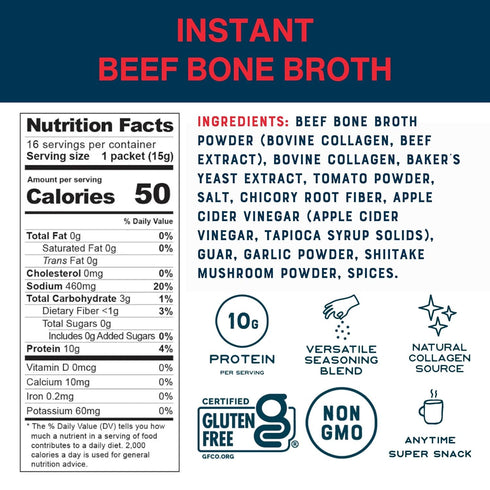 Packets 4 Pack Bare Bones Beef Bone Broth Instant Powdered Mix