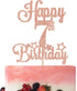 Happy 7th Birthday Cake Topper, Cheers to 7 Years, Hello 7, 7th Birthday Anniversary Party Decorations in Rose Gold
