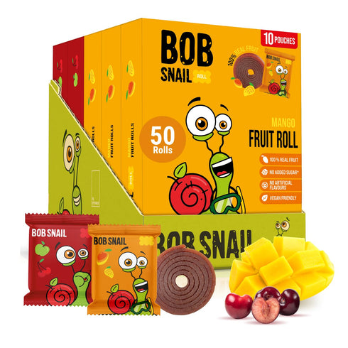 Bob Snail Fruit Roll Ups 50 Natural Fruit Snacks (Mango & Sour