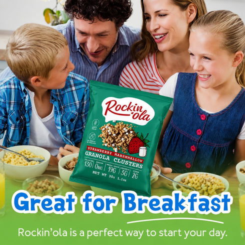 Rockin'Ola Granola Clusters, Quick Breakfast Snack, Allergen Free, No Artificial Flavors, Colors, or Preservatives