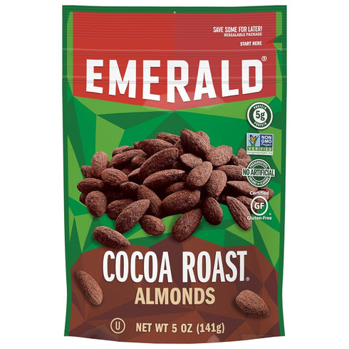 Emerald Nuts, Cocoa Roast Almonds, 5 Oz Resealable Bag (Pack of 2)