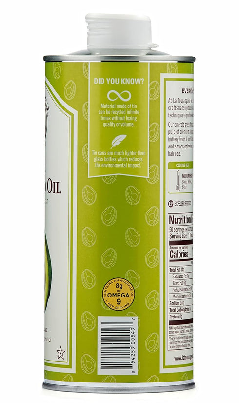 La Tourangelle Avocado Oil, All-Natural Handcrafted from Premium Avocados, 25.4 fl oz for Cooking and Skin